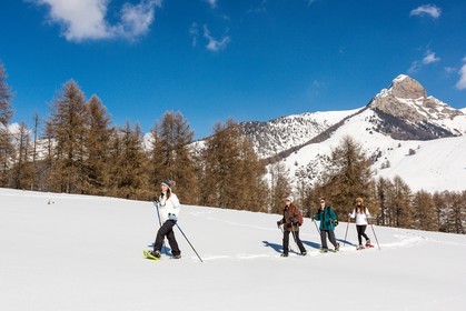 Ancelle, col de Moissière, randonnée à raquettes à neige