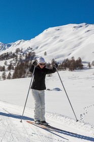 Larche, col de Larche, ski de fond dans le vallon du Lauzanier