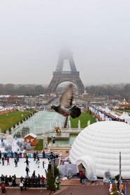 Paris, 2011, le village de Noël du Trocadéro et son univers de neige et glace