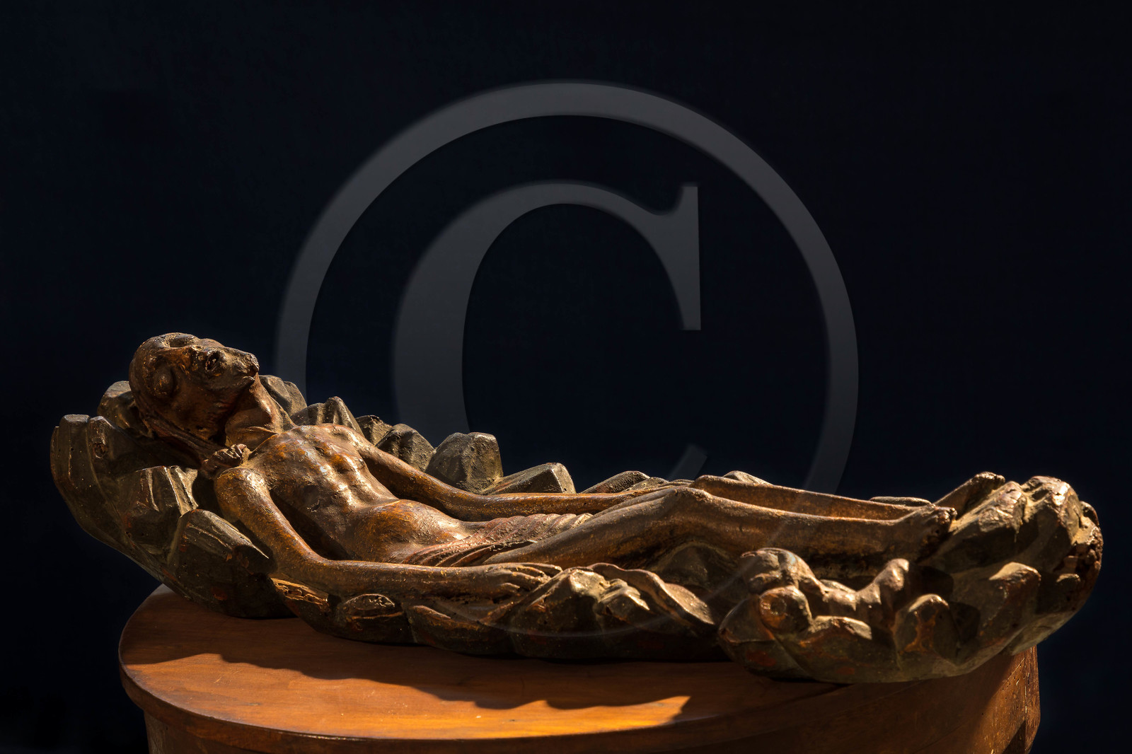 Christ au tombeau, bois polychrome