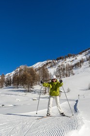 Larche, col de Larche, ski de fond dans le vallon du Lauzanier