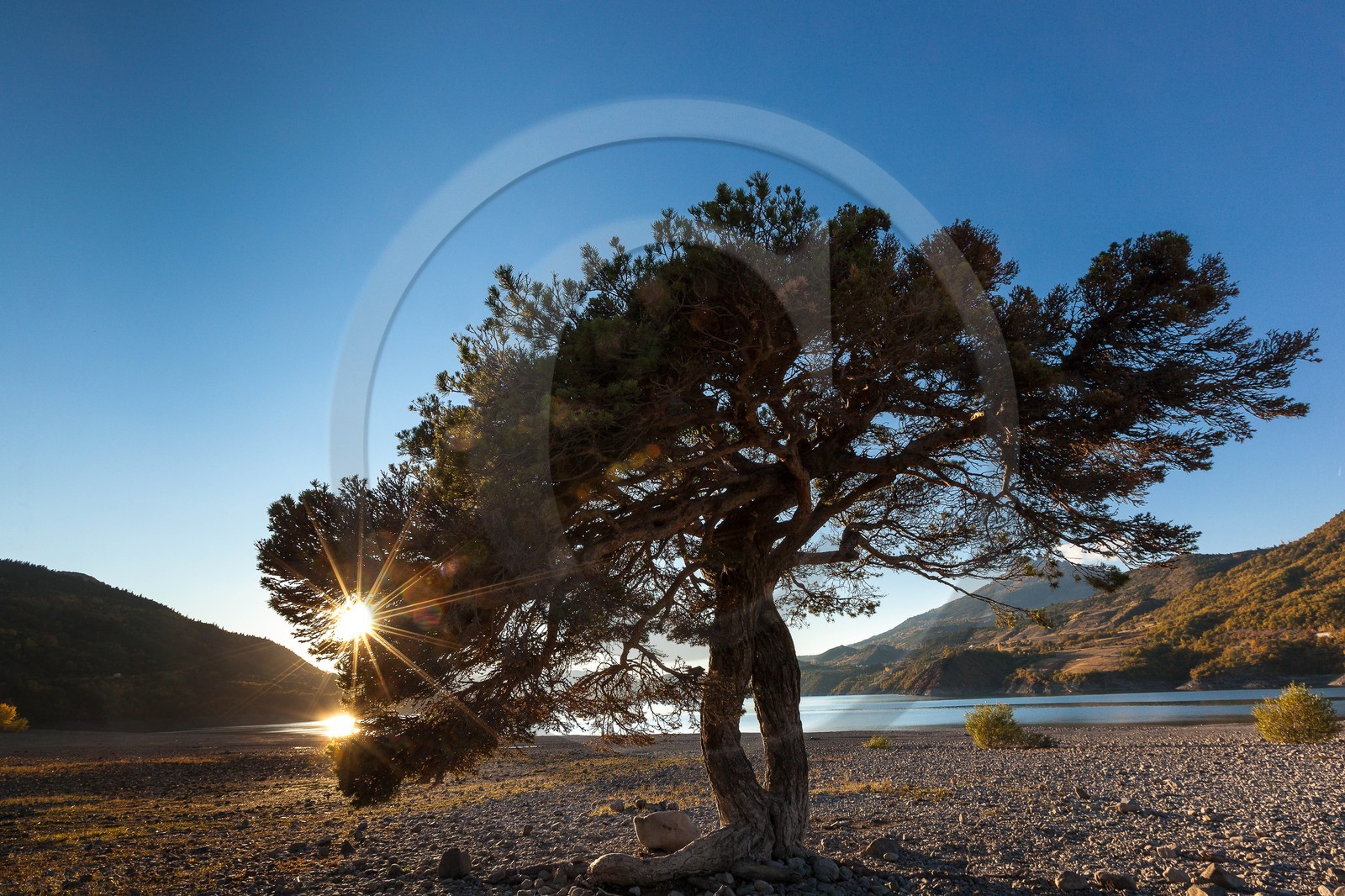 Lac de Serre-Ponçon, plage du village des Crots