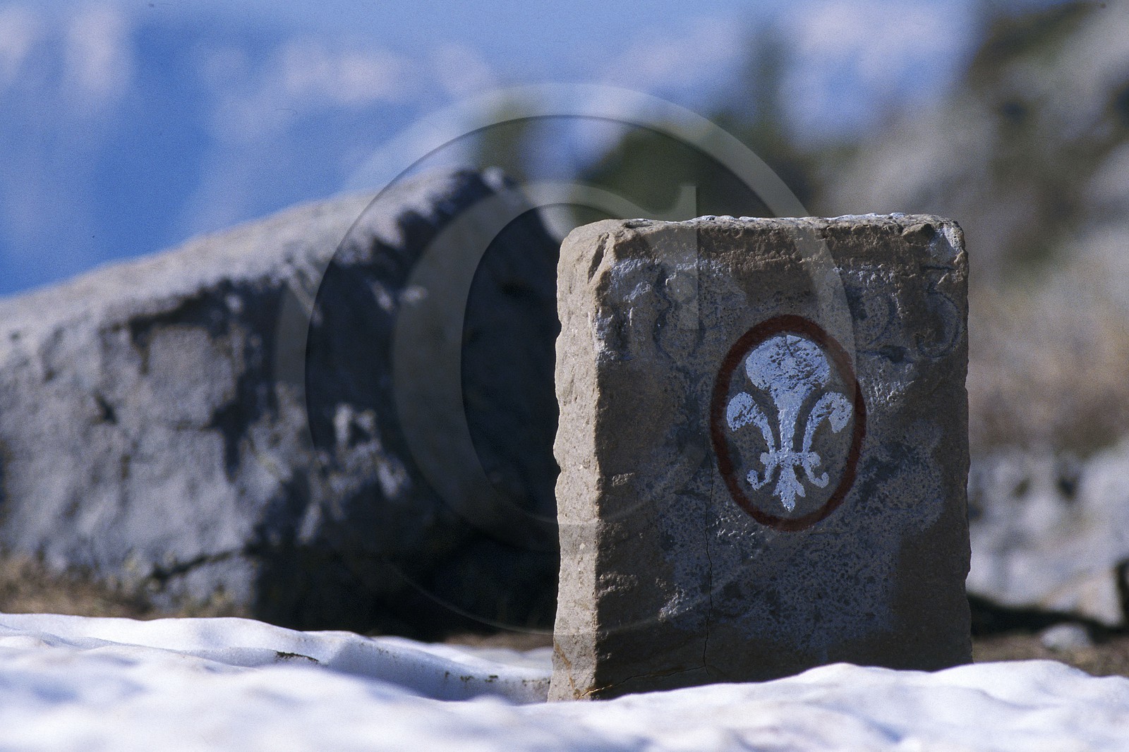 Col de la Cayolle, Borne N° 9, ancienne borne frontière entre le Comté de Nice et la France