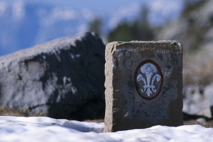 Col de la Cayolle, Borne N° 9, ancienne borne frontière entre le Comté de Nice et la France
