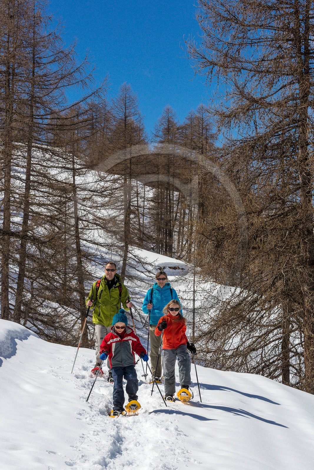 Crévoux, randonnée famille en raquettes à neige