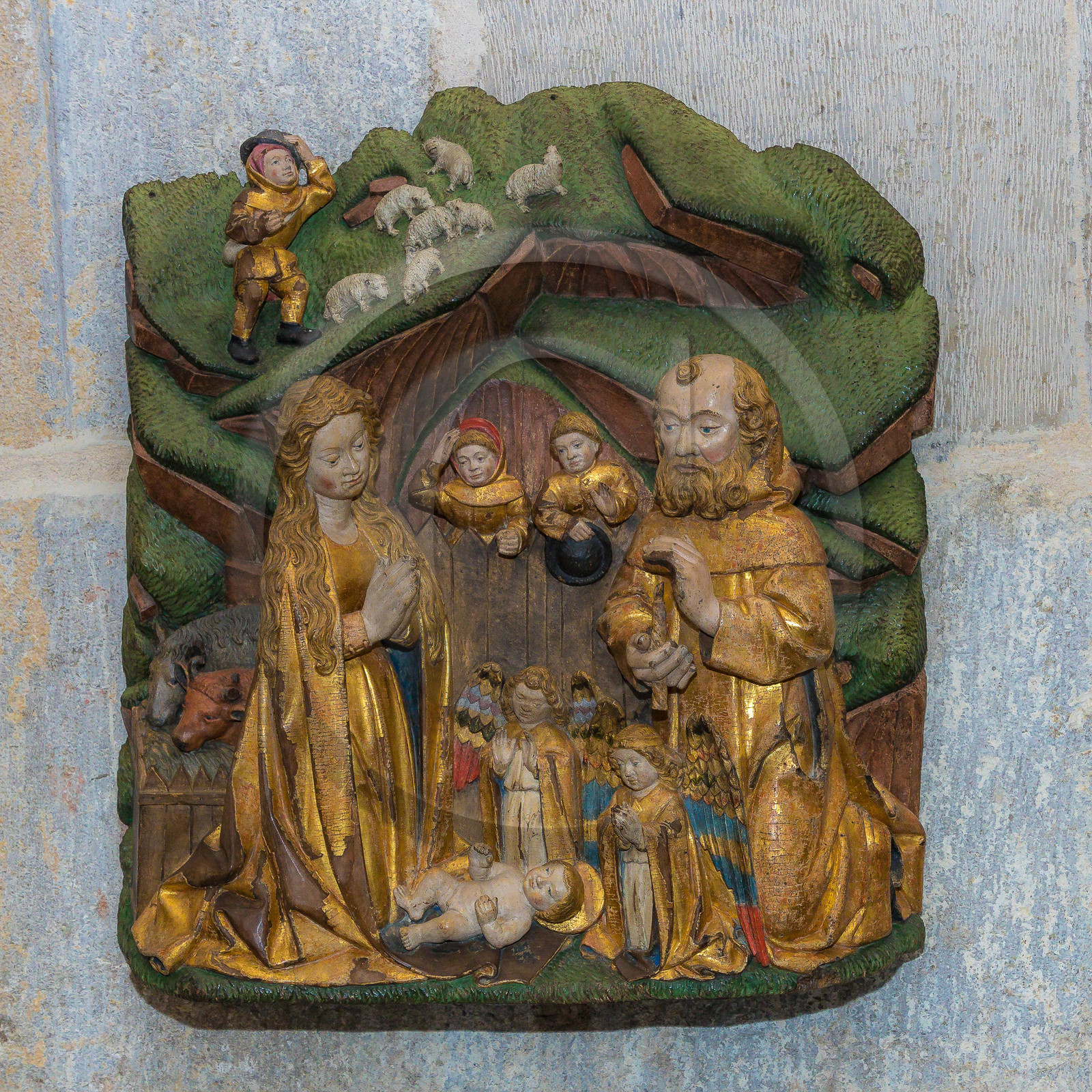 Nativité en bois polychrome du XVème siècle