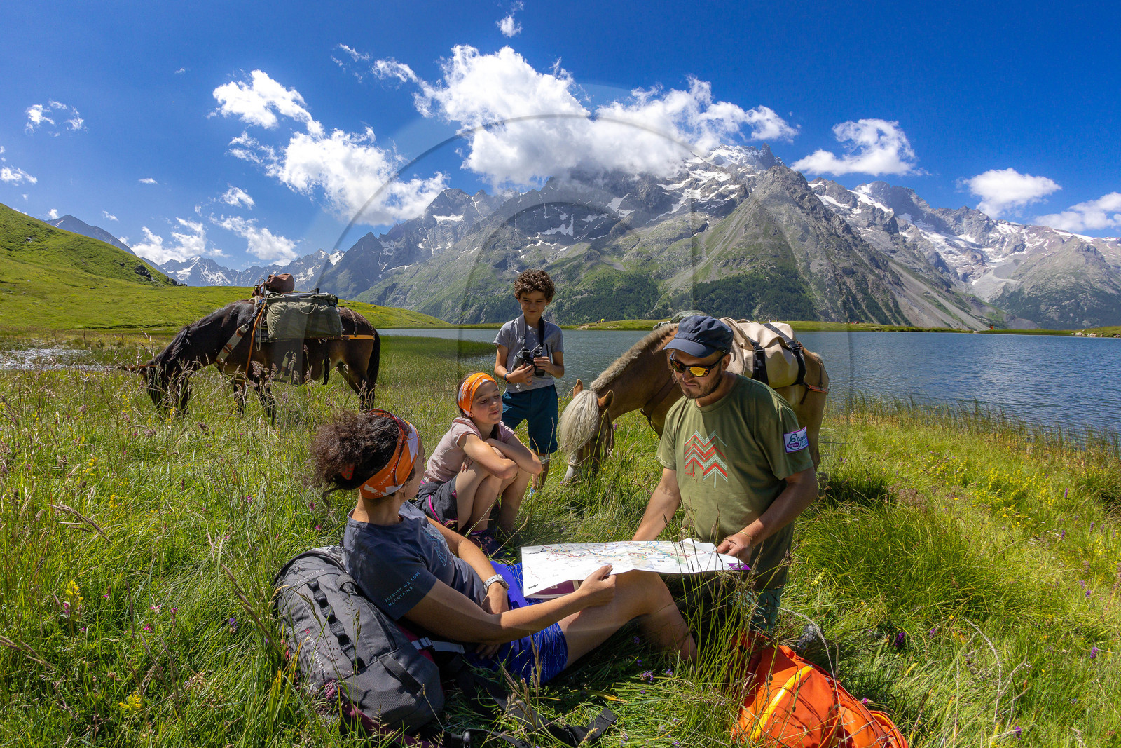 Trek famille avec animaux de bats