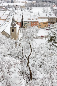 Jausiers, vue du Clocher, église Saint-Nicolas de Myre vue du Clocher du chemin du Chastel