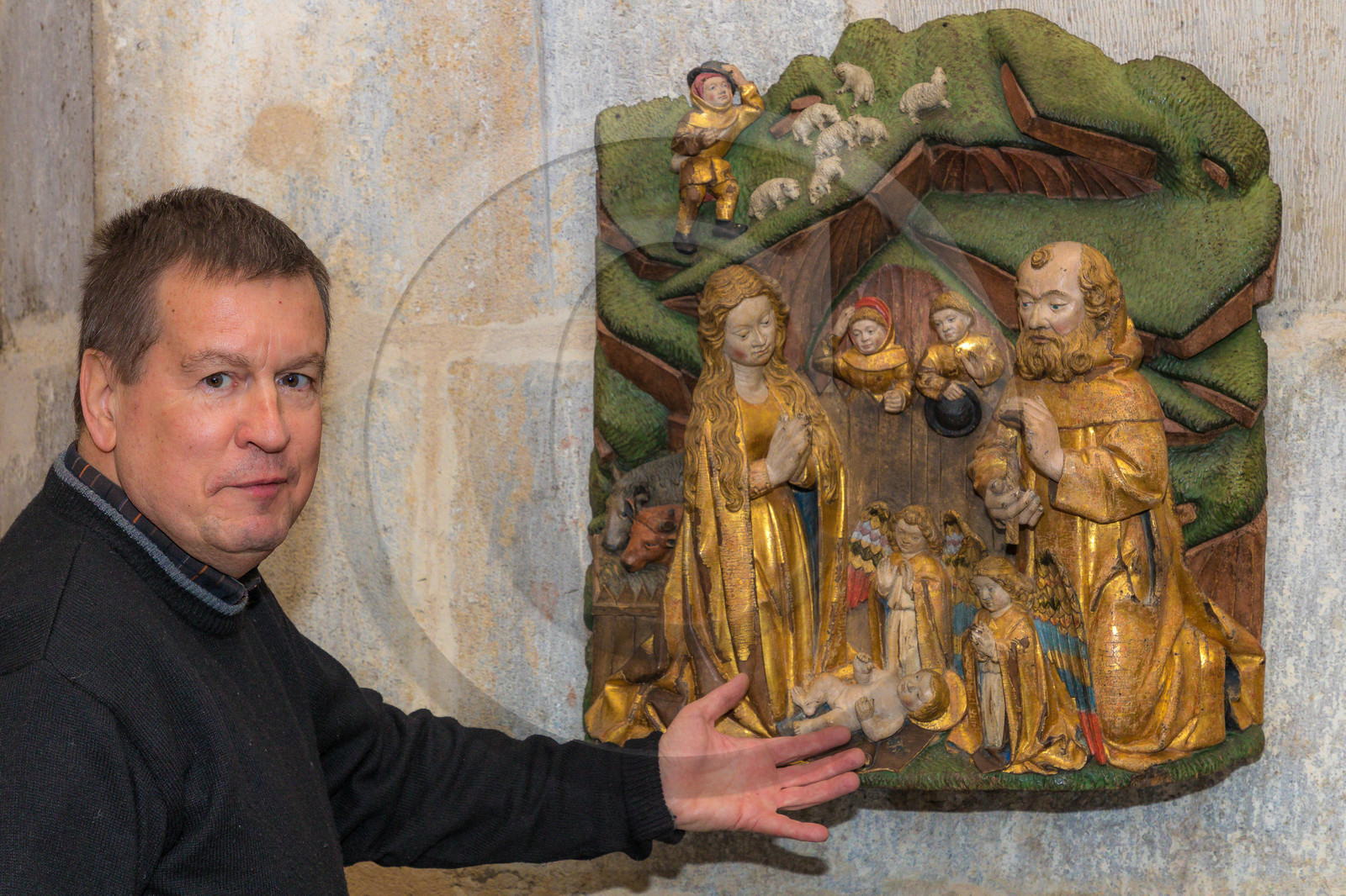 Nativité en bois polychrome du XVème siècle